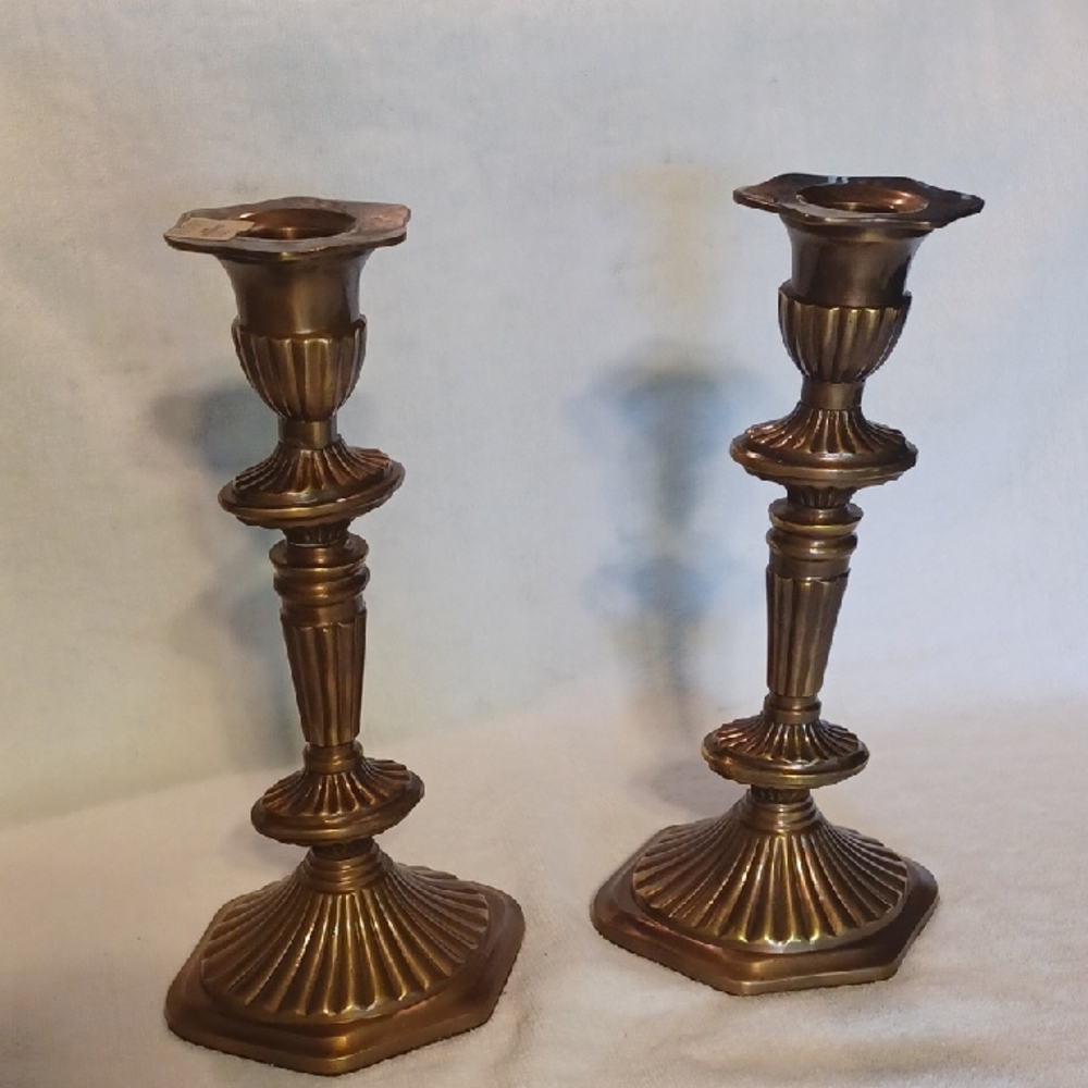 Vintage Gold Candle Holders with Ornate Accents Set Of 2